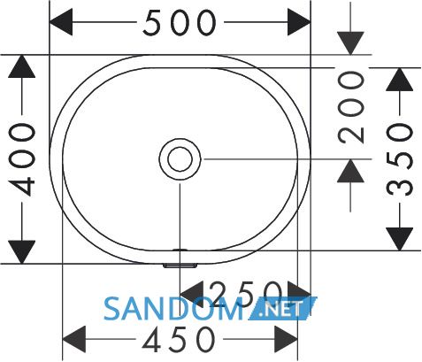 XUNIVA U умивальник, що вбудовується 45*35см без отв, з переливом