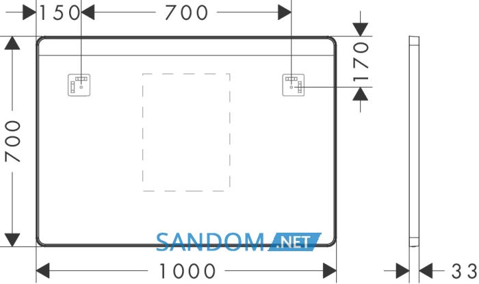 XARITA LITE Q дзеркало 100*70см з горизонтальною  LED підсвіткою