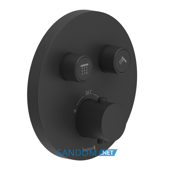KUCERA Smart Click змішувач прихованого монтажу (термостат 2 функції, кнопкове перемикання, регулювання потоку), чорний матовий