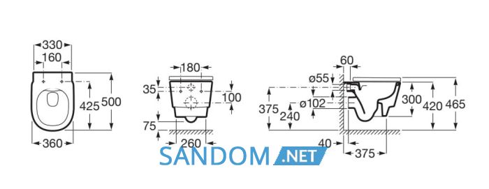 TURA Rimless підвісний унітаз з сидінням з системою плавного опускання, білий