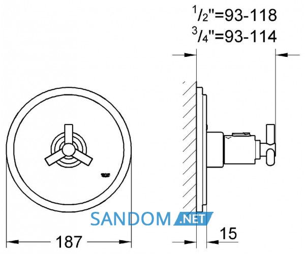 ATRIO-Центральний термотат GROHE 19147000 (верхня монтажна частина до 34101), хром