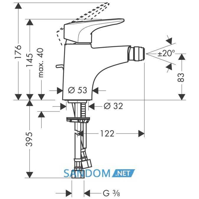 Metropol E - змішувач на біде HANSGROHE 14270000