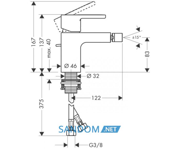 Metropol S - змішувач на біде HANSGROHE 14262000