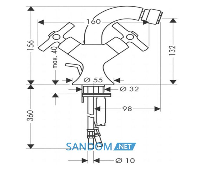 Axor Terrano - змішувач на біде (хрестики) сатінокс HANSGROHE 37230810