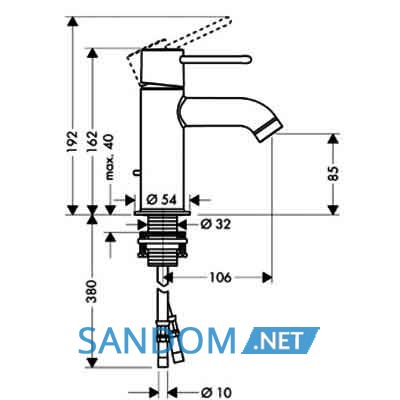 Aхor Uno 2 - змішувач на тюльпан HANSGROHE 38020000
