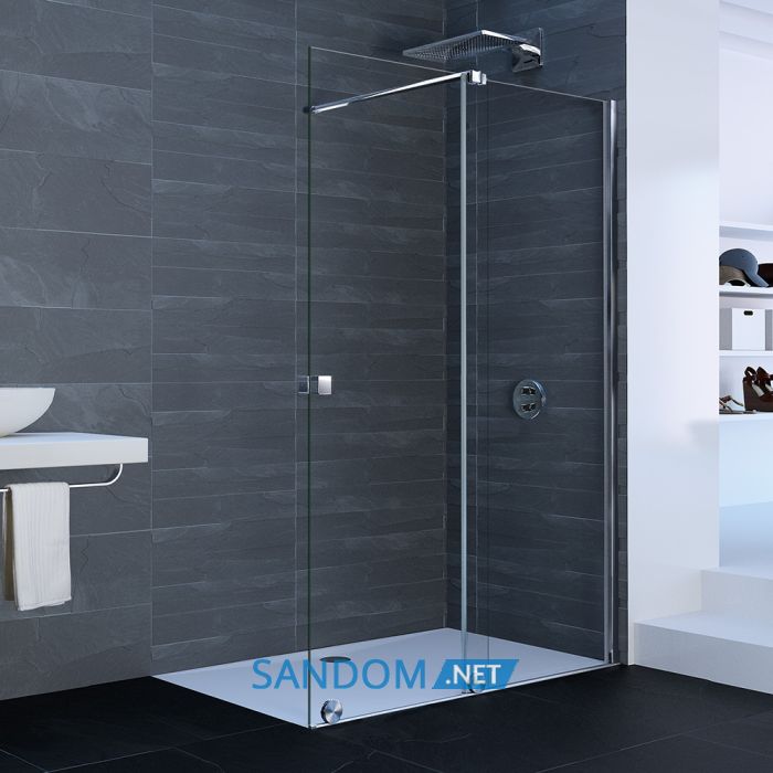 XTENSA PURE дверi односекцiйнi роздвижнi  Walk-In 120х200см, креп-я праве (пр сер з блиском, скл прозор)