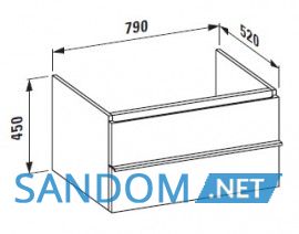 CASE шафка 79*52*32/45см, з 2ма висувними ящичками, з сифоном, вiдкритий зверху та з тилу, колiр свiтлий дуб