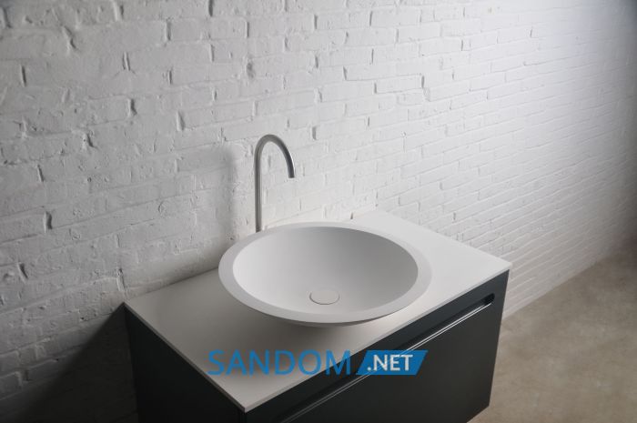 Умивальник 51,5*10,5см накладний кам'яний круглий Solid surface