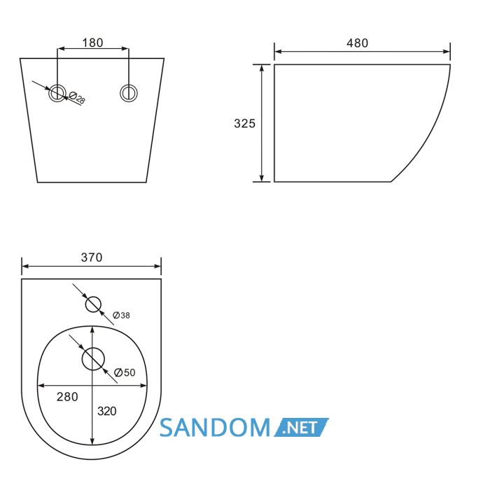 AMADEUS M біде 480*370*325mm підвісне