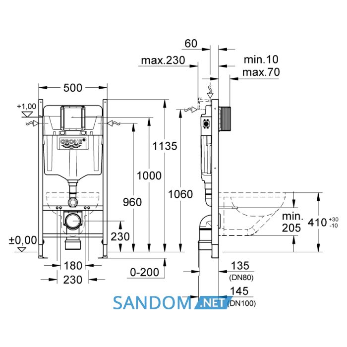 Інсталяція для унітаза GROHE RAPID SL 3884000S