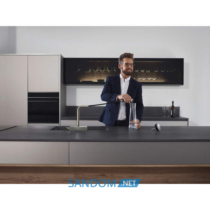 AQUNO SELECT M81 змiшувач для кухнi, одноважiльний 250, з висувним душем, 2jet, sBox, колiр покриття сталь