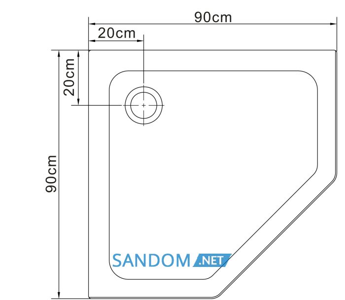 DUCT поддон к душ кабине 90*90см пятиугольный, в комплекте с сифоном