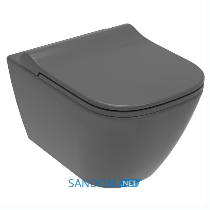 SOLO Rimless унітаз підвісний, сидіння тверде Slim slow-closing 51*35,5*33 см, колір антрацит мат