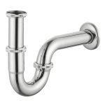 Сифон для умивальника трубний, латунь, 1 1/4", патрубок Ø32 мм, cromo