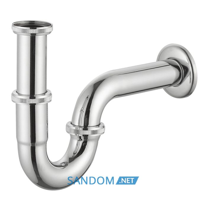 Сифон для умивальника трубний, латунь, 1 1/4", патрубок Ø32 мм, cromo