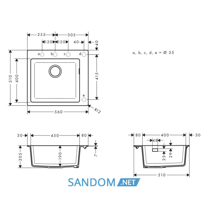 S510-F450 мийка для кухнi, вбуд., розмiри вирiзу: 54*49см, iз матерiалу Silicatec, колiр чорний графiт