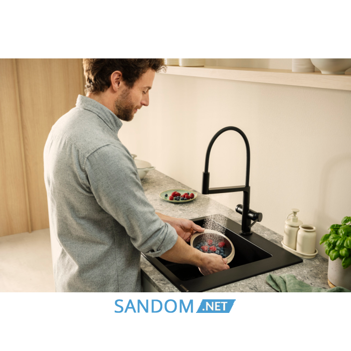 S510-F450 мийка для кухнi, вбуд., розмiри вирiзу: 54*49см, iз матерiалу Silicatec, колiр чорний графiт