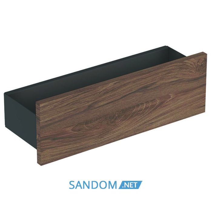 SMYLE SQUARE полка настінна 45*14,8*15см, лава/з порошковим покрыттям матовий, оріх темний/меламін зі структурою дерева