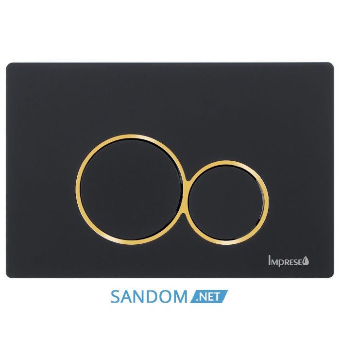 IMPRESE i7117, клавіша змиву, чорний soft-touch, вставка золото, пластик
