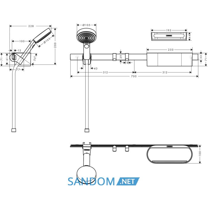Набір змішувачів HANSGROHE WALLSTORIS 24291670, чорний