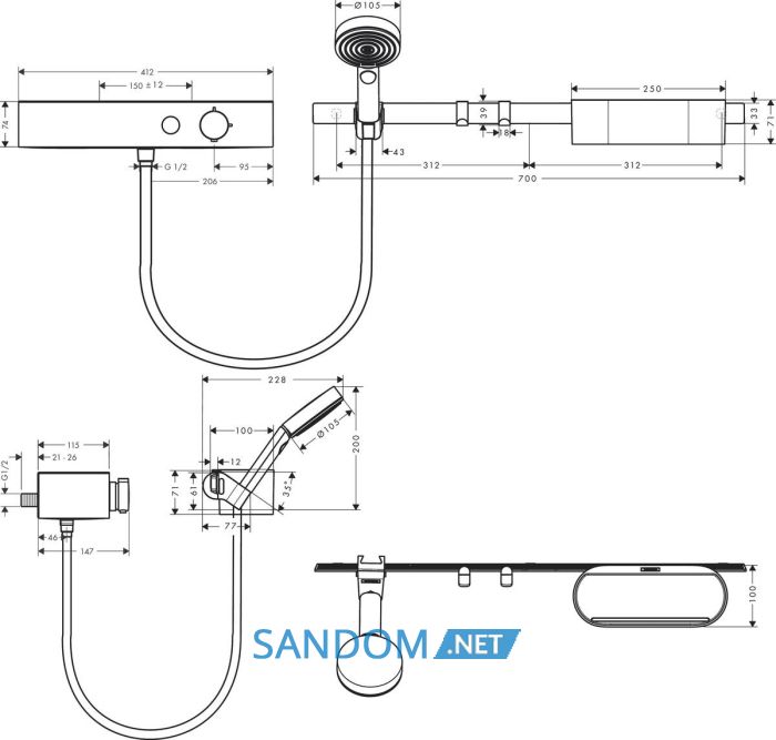 Набір змішувачів HANSGROHE WALLSTORIS 24250700, білий