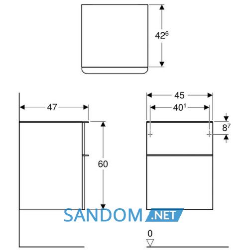 SMYLE SQUARE тумба 45*60*47см, з 2мя ящ., білий/фарбований високоглянцевий, білий/з матовим порошковим покриттям