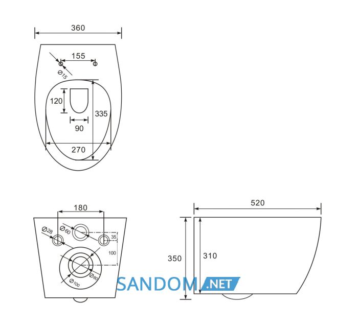 SAFIR Rimless унітаз підвісний 52*36*35см, сидіння Duroplast Slim slow-closing