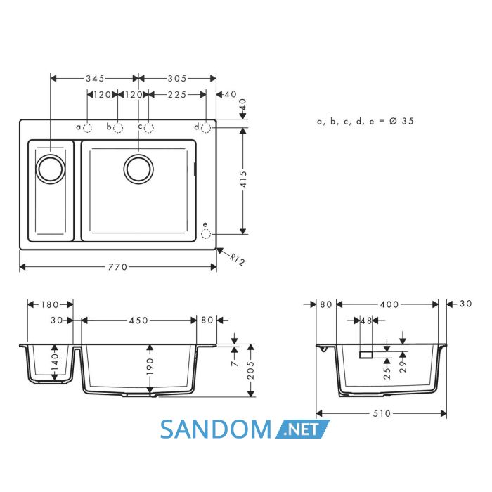 Кухонна мийка кам'яна HANSGROHE 43315170, чорний