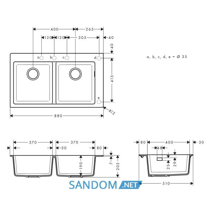 Кухонна мийка кам'яна HANSGROHE 43316170, чорний