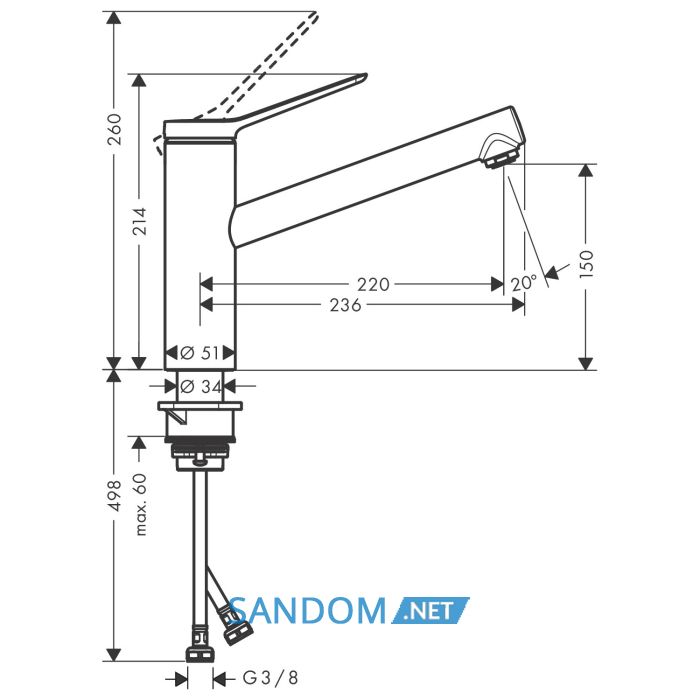 ZESIS M33 змішувач для кухні 150, 1jet , чорний матовий