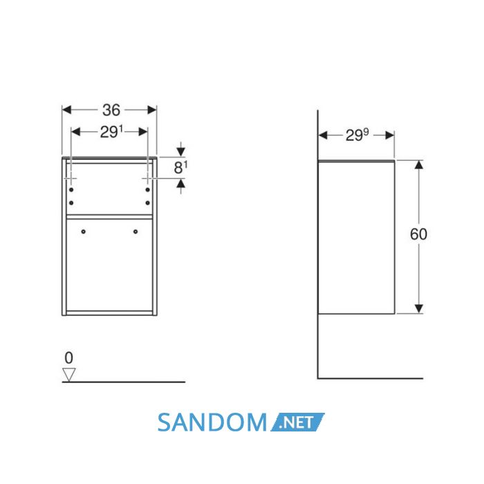 SMYLE SQUARE тумба 36*60*29,9см, відчинена, білий/фарбований глянець