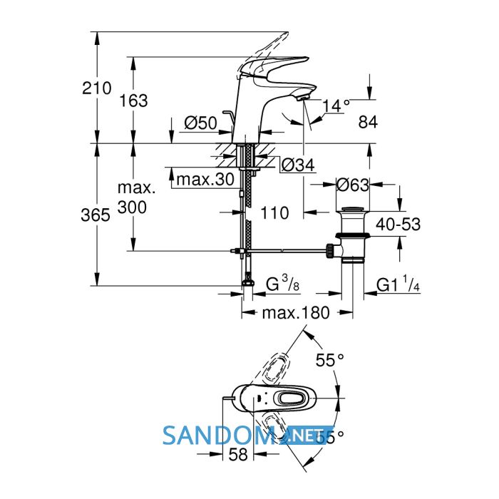 Змішувач для умивальника GROHE EUROSMART 33265003
