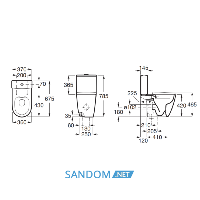 ONA Rimless унітаз підлоговий 36x67,5x42 см, для змивного бачка зовнішнього монтажу,різноспрямований випуск, білий