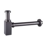 Сифон для умивальника з квадратною колбою, латунь, 1 1/4", патрубок Ø32 мм, pistola gris