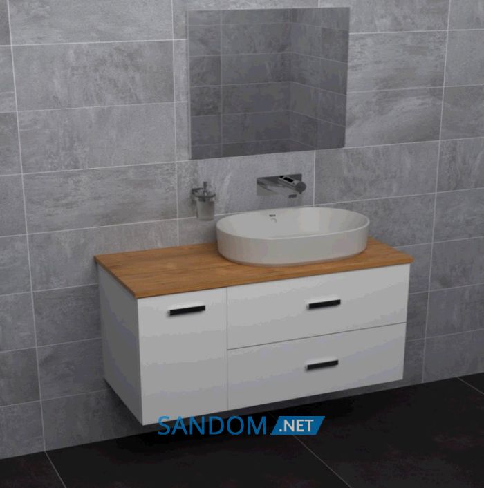 VICTORIA BASIC MODULAR комплект 89см: тумба 59см під накладний умивальник; модуль 30см із дверцятами; стільниця89 см; колір:білий/білий/дуб