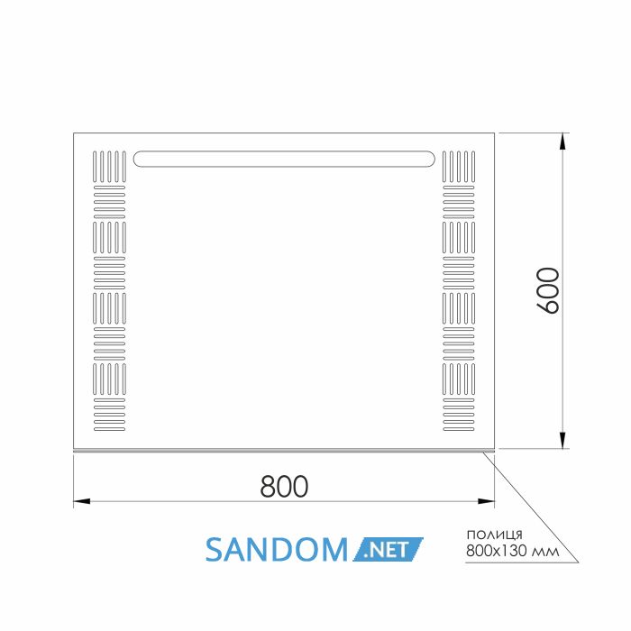 RJ-080 зеркало подвесное прямоугольное с подсветкой и полкой 60*80см