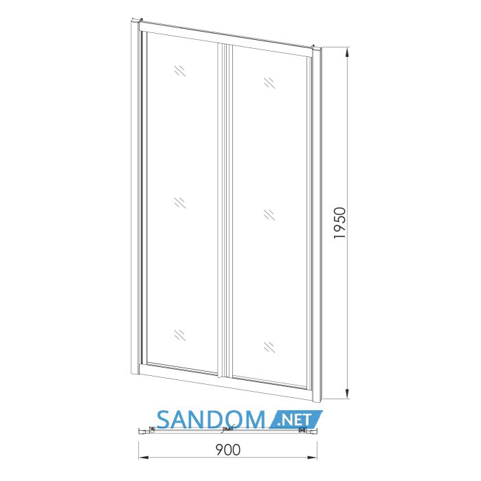 Двері bifold 90*195см, профіль хром, скло прозоре