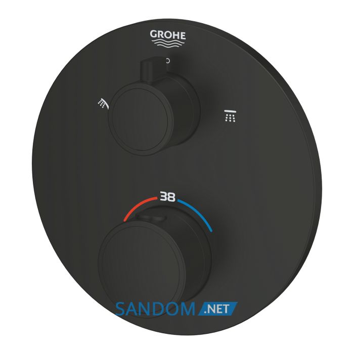 GROHTHERM термостат для душу з перемикачем  на 2 положення  ванна/ душ, ПМ, колір чорний матовий