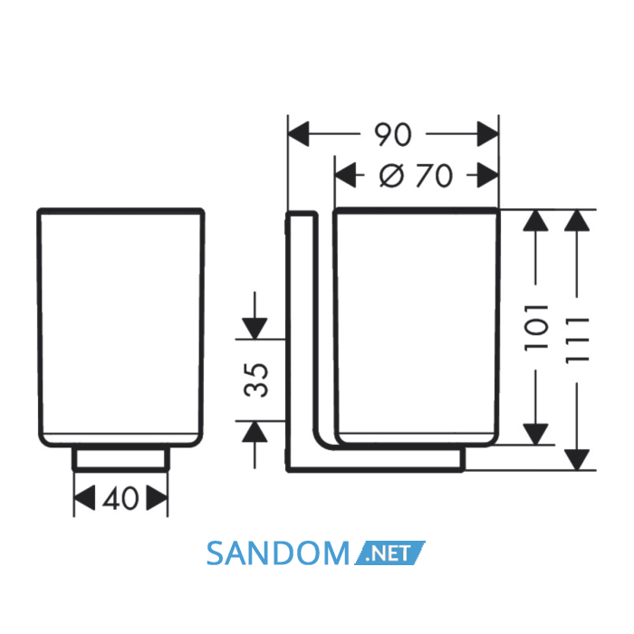 AXOR UNIVERSAL RECTANGULAR стакан підвісний, хром