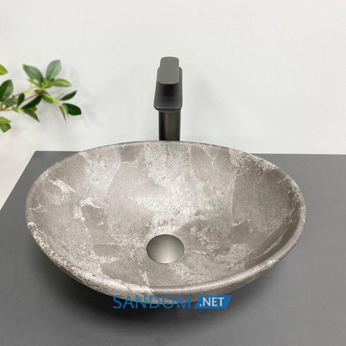 Умывальник накладной VBI PARMA DARK GREY STONE MATT 42x34