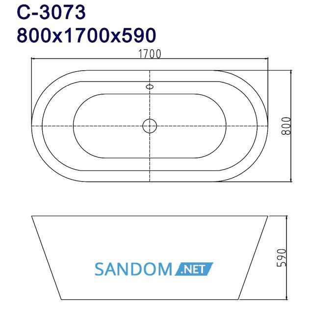 Ванна акриловая Atlantis 170x80 C-3073 отдельностоящая