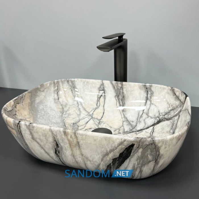 Умивальник накладний VBI RAVENNA LIGHT GREY ONYX GLOSSY 46x32,5