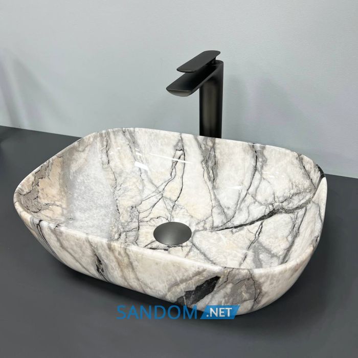 Умивальник накладний VBI RAVENNA LIGHT GREY ONYX GLOSSY 46x32,5