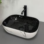 Умывальник накладной VBI RAVENNA WHITE BLACK MARMO 46x32