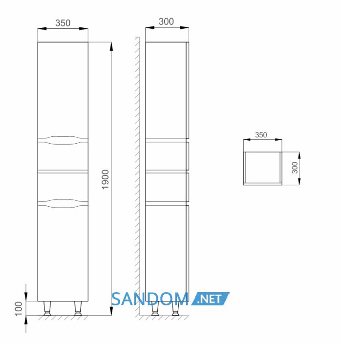 Пенал для ванной Sanwerk АЛЕССА 35 белый, правый