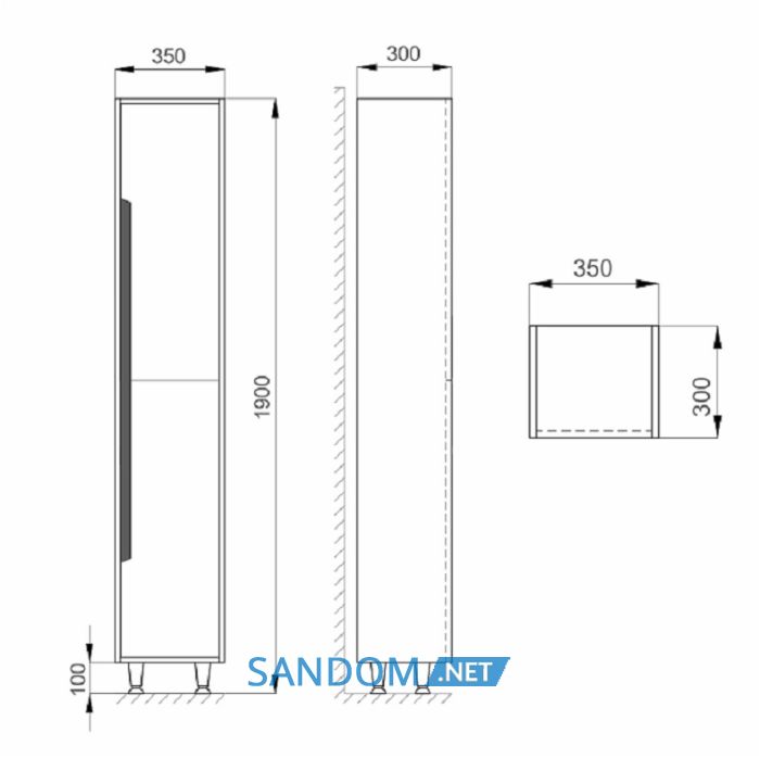 Пенал для ванной Sanwerk ГРЕТА 35 белый, правый