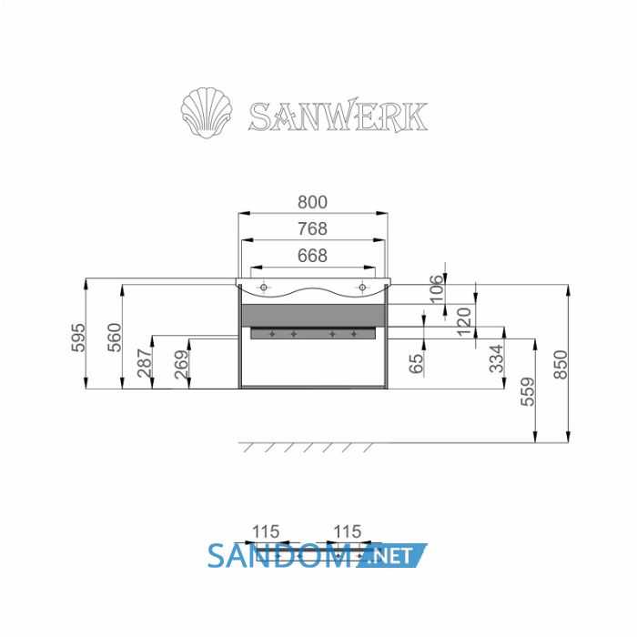 Тумба Sanwerk ГРЕТА AIR 80 з умивальником Канте