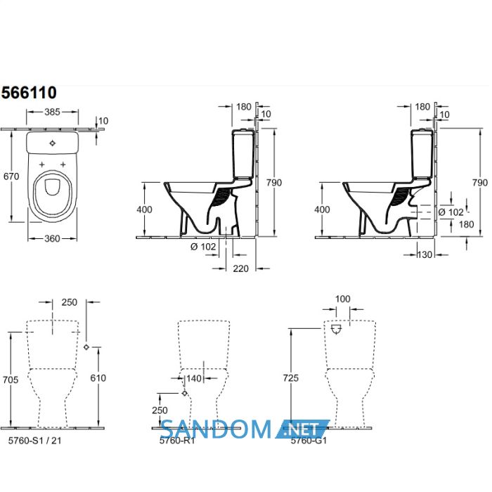 Унітаз-компакт Villeroy Boch O.Novo 56610101 із сидінням SoftClose